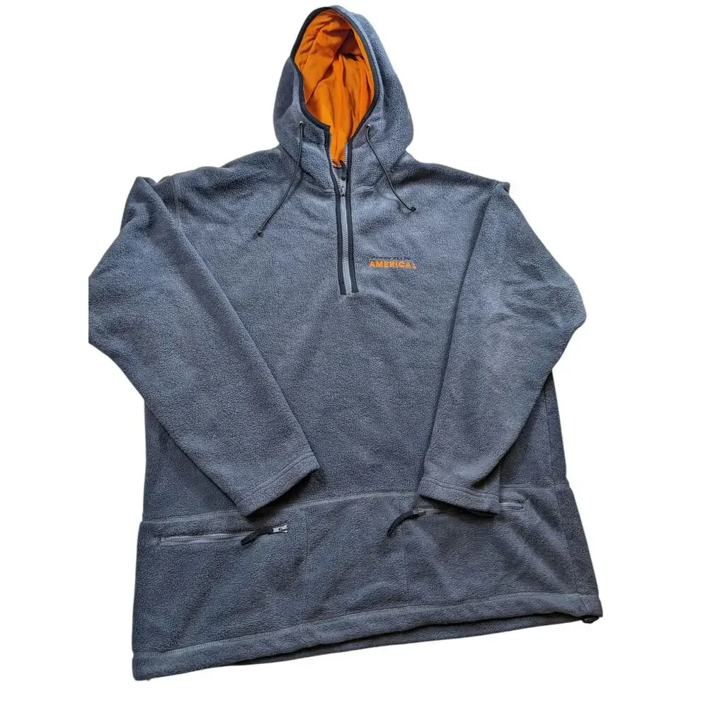 Perry Ellis Hoodie Mens Large Fleece Pullover Jacket Blue Zip Pockets Sweatshirt - Picture 11 of 16